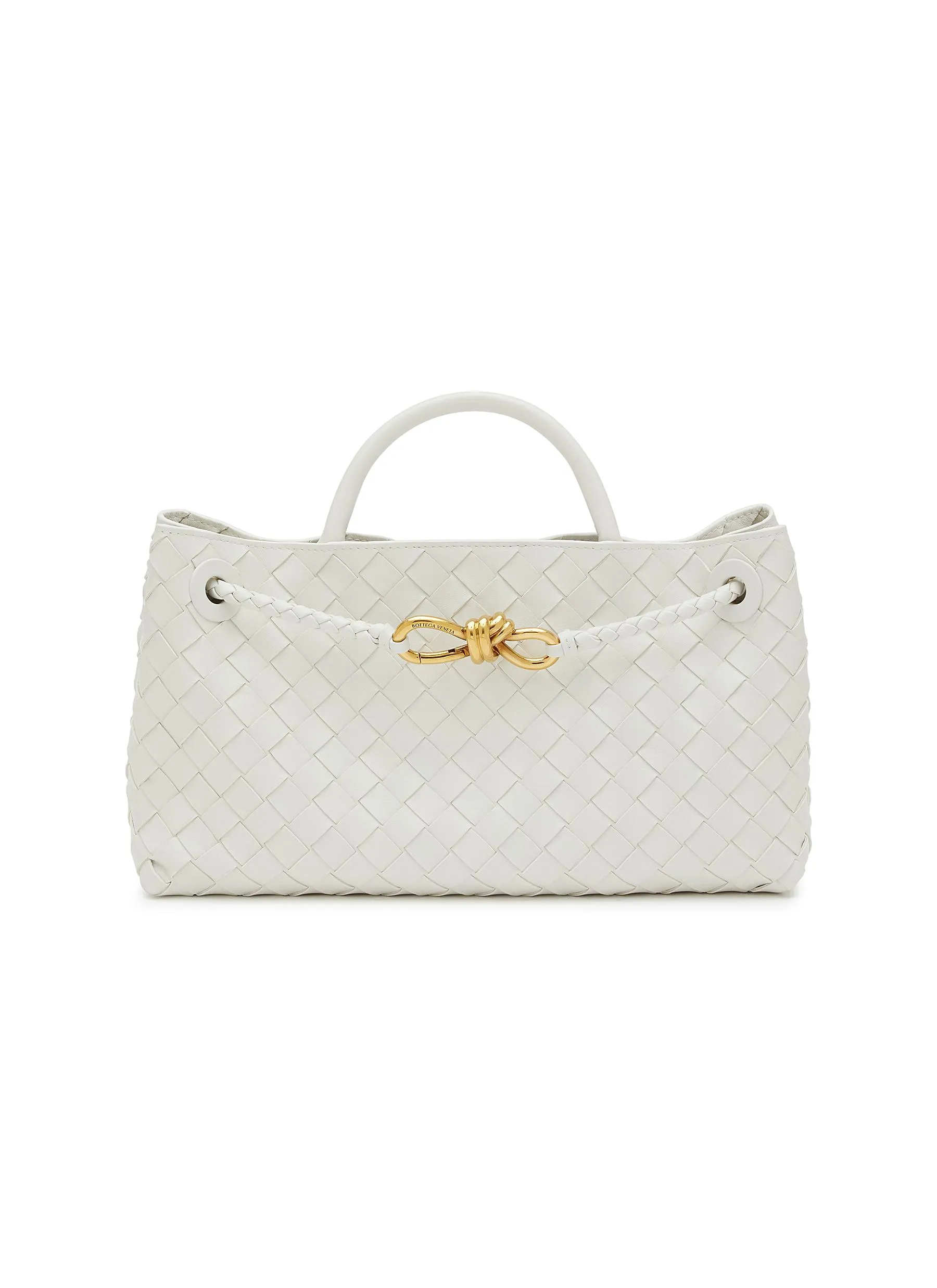 -----------BOTTEGA VENETA  ---- ------------WHITE ----Small Andiamo Intrecciato Leather Bag --