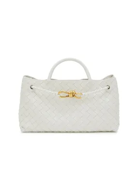 -----------BOTTEGA VENETA  ---- ------------WHITE ----Small Andiamo Intrecciato Leather Bag --