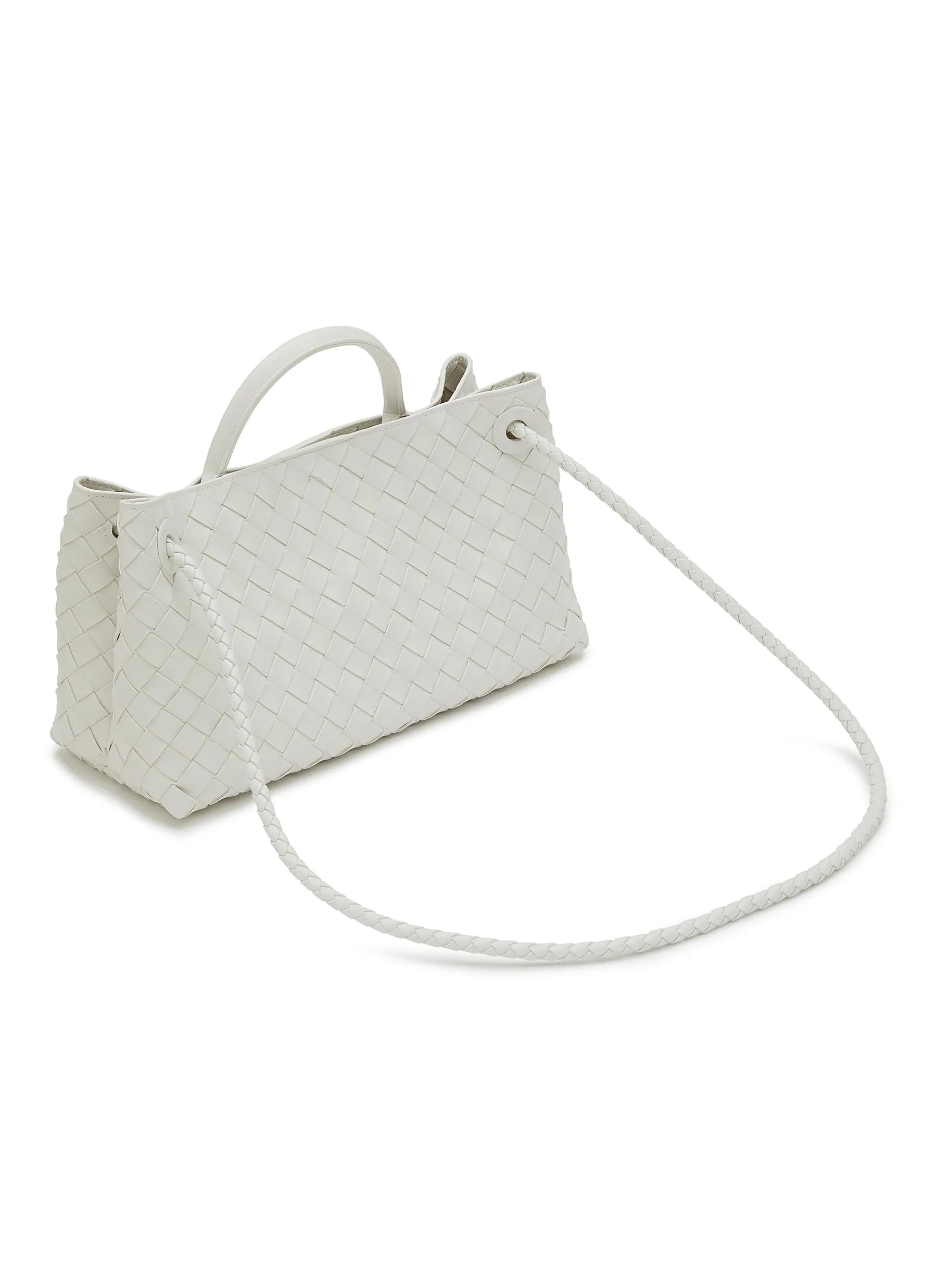 -----------BOTTEGA VENETA  ---- ------------WHITE ----Small Andiamo Intrecciato Leather Bag --