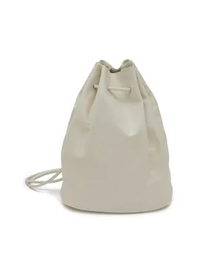 -----------NOTHING WRITTEN ---- ------------WHITE ----Large Drawstring Leather Bucket Bag --