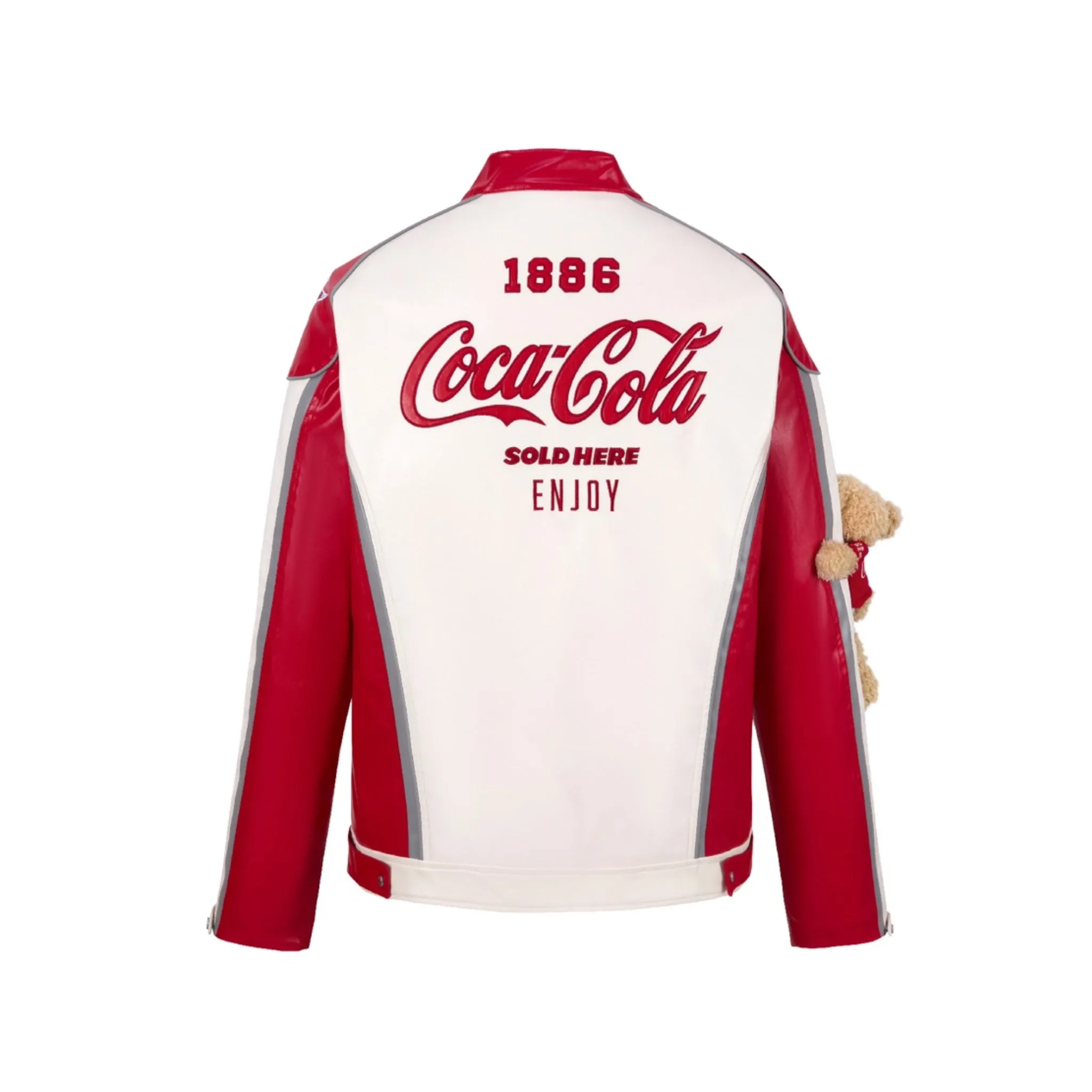 13De Marzo Coca-Cola Red Bear Racing Leather Jacket-