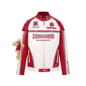 13De Marzo Coca-Cola Red Bear Racing Leather Jacket-