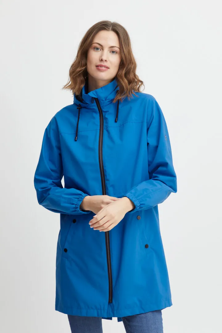 2033- Hooded Longline Jacket- Blue- Fransa