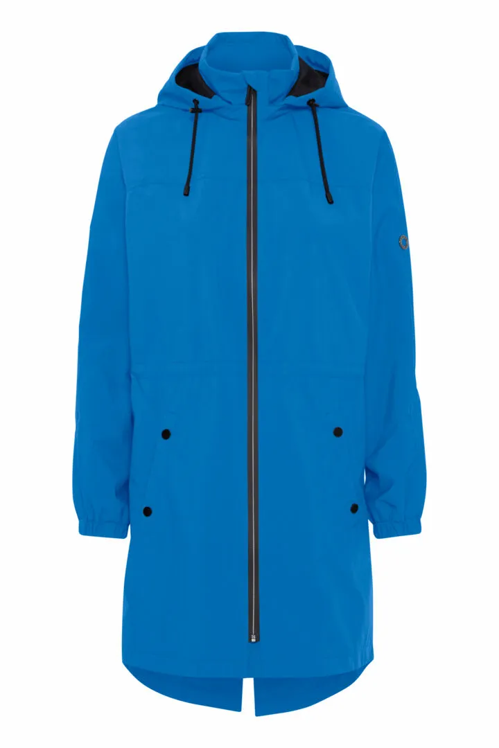 2033- Hooded Longline Jacket- Blue- Fransa