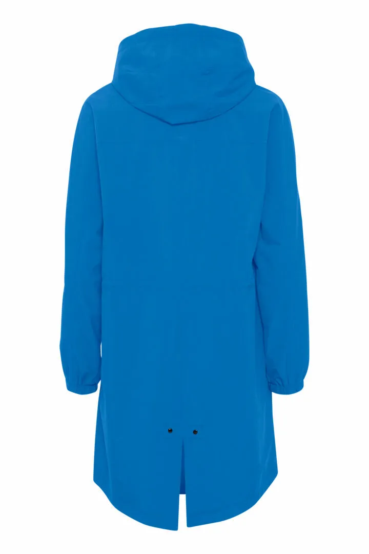 2033- Hooded Longline Jacket- Blue- Fransa