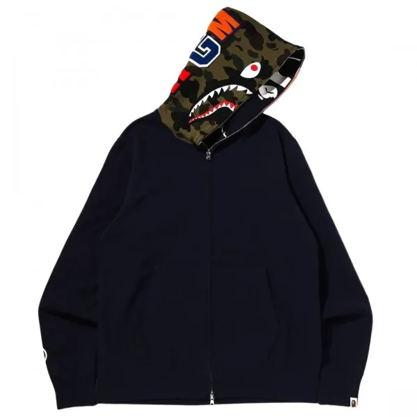 A Bathing Ape Men Crazy Face Full Zip Hoodie (navy)