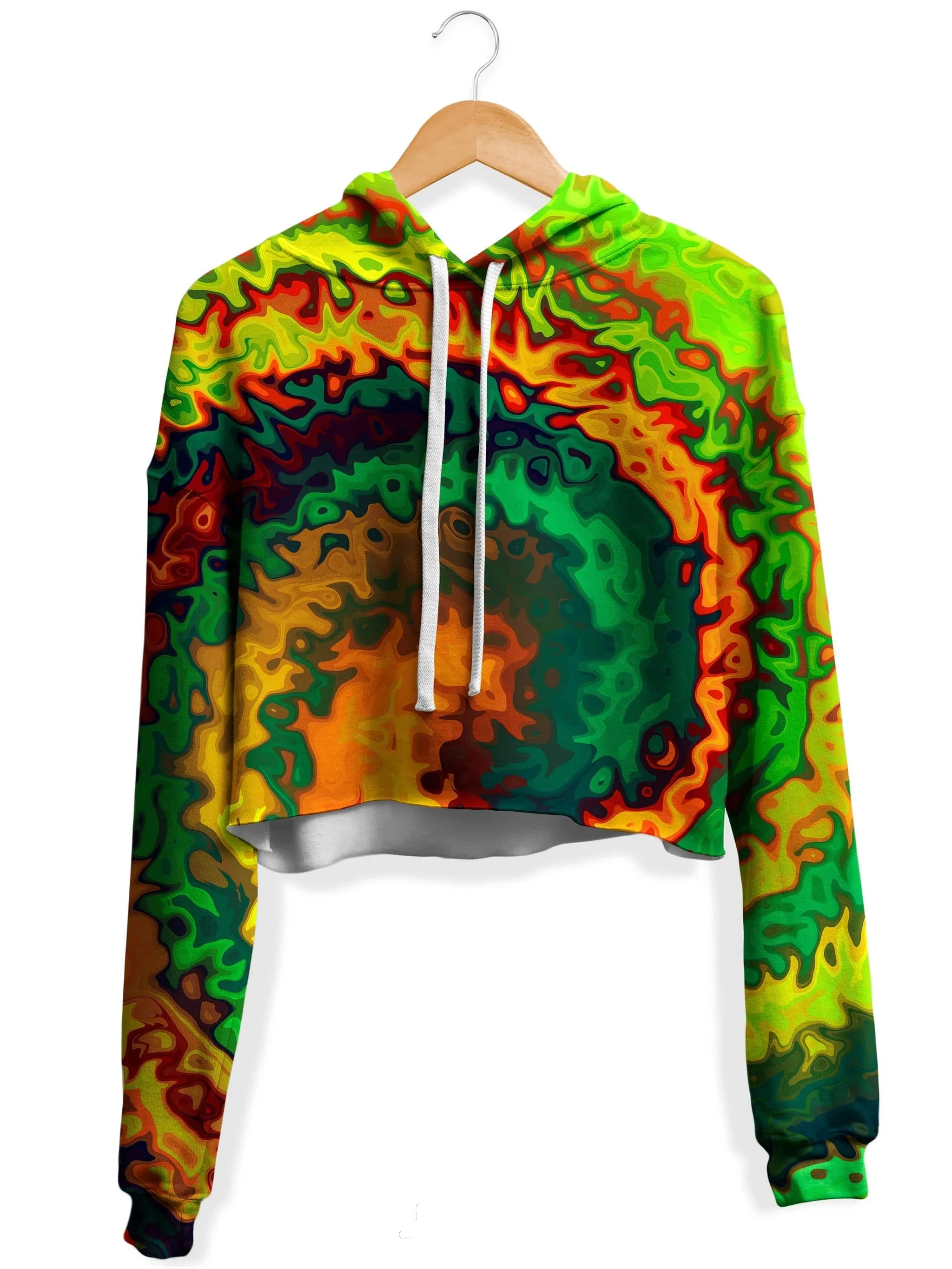 Abstract Rotation Fleece Crop Hoodie (Clearance)