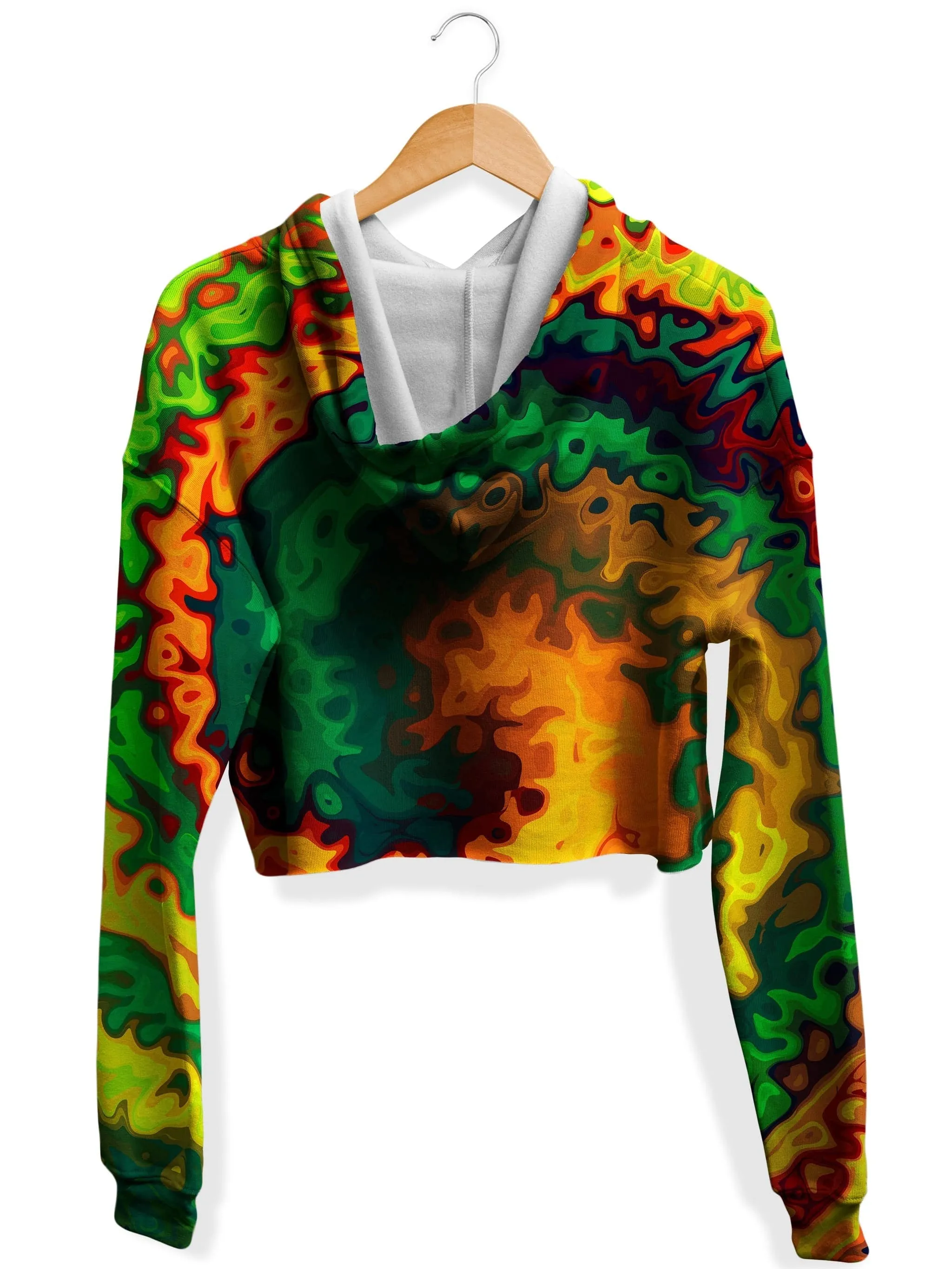 Abstract Rotation Fleece Crop Hoodie (Clearance)