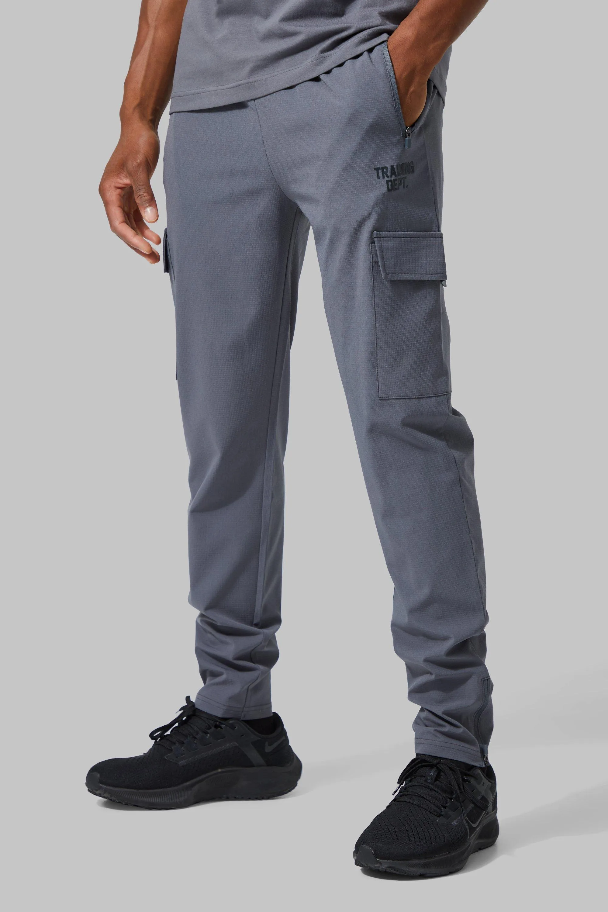 Active Training Dept Tapered Cargo Joggers | boohooMAN UK