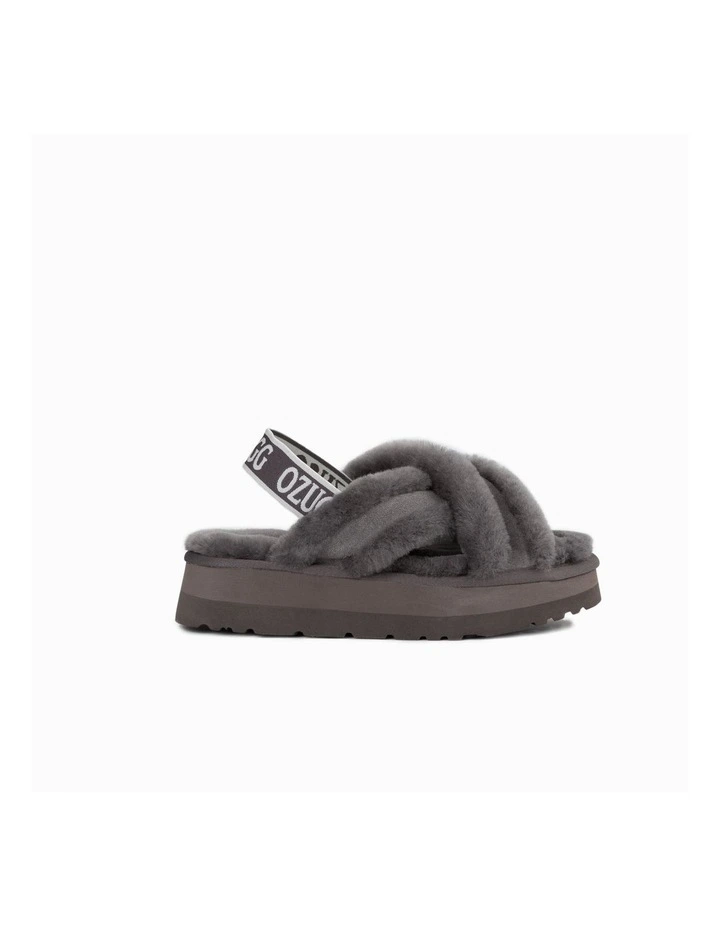 Adele Elastic Backstrap Platform Slipper in Grey