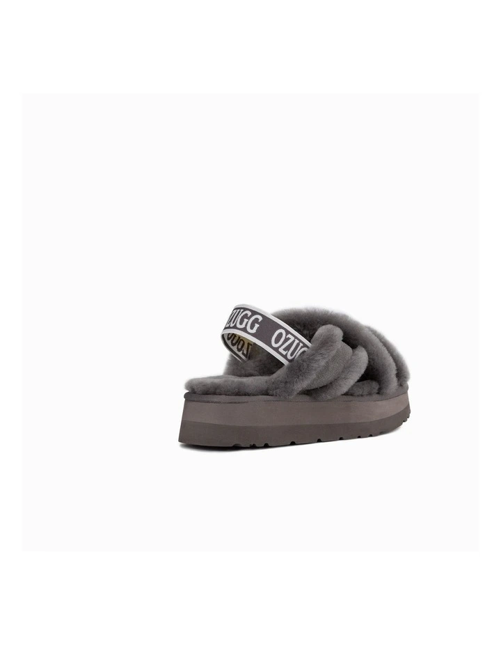 Adele Elastic Backstrap Platform Slipper in Grey