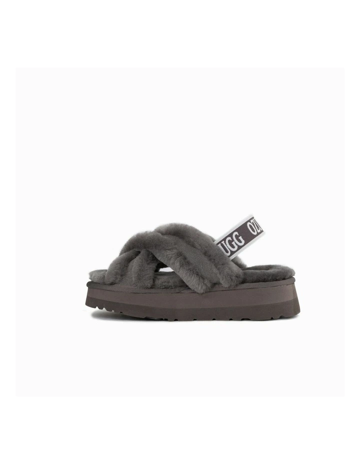 Adele Elastic Backstrap Platform Slipper in Grey