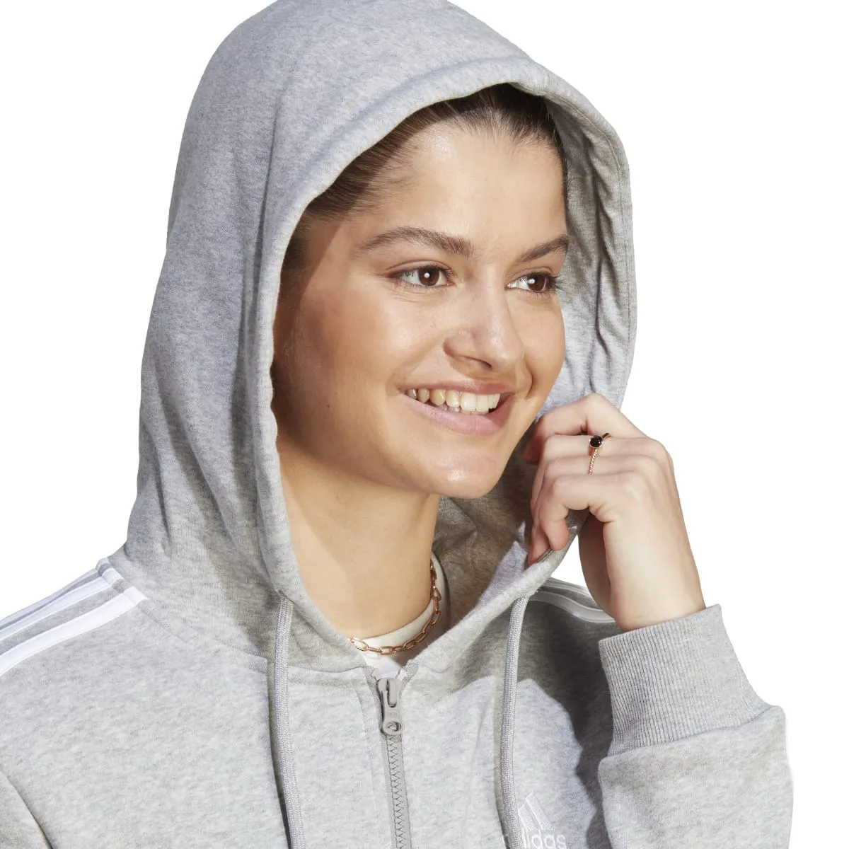 adidas Women's Essentials 3-Stripes Full-Zip Fleece Hoodie