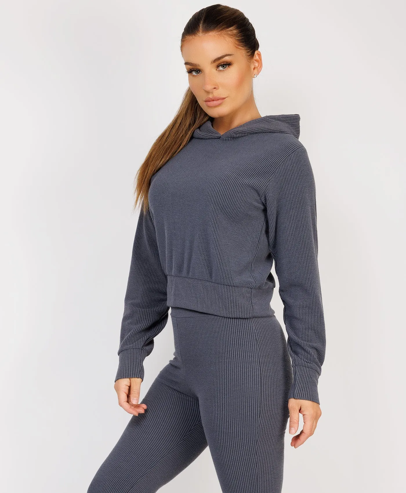 Airforce Ribbed Hoody & Skinny Flare Trousers Loungewear Set