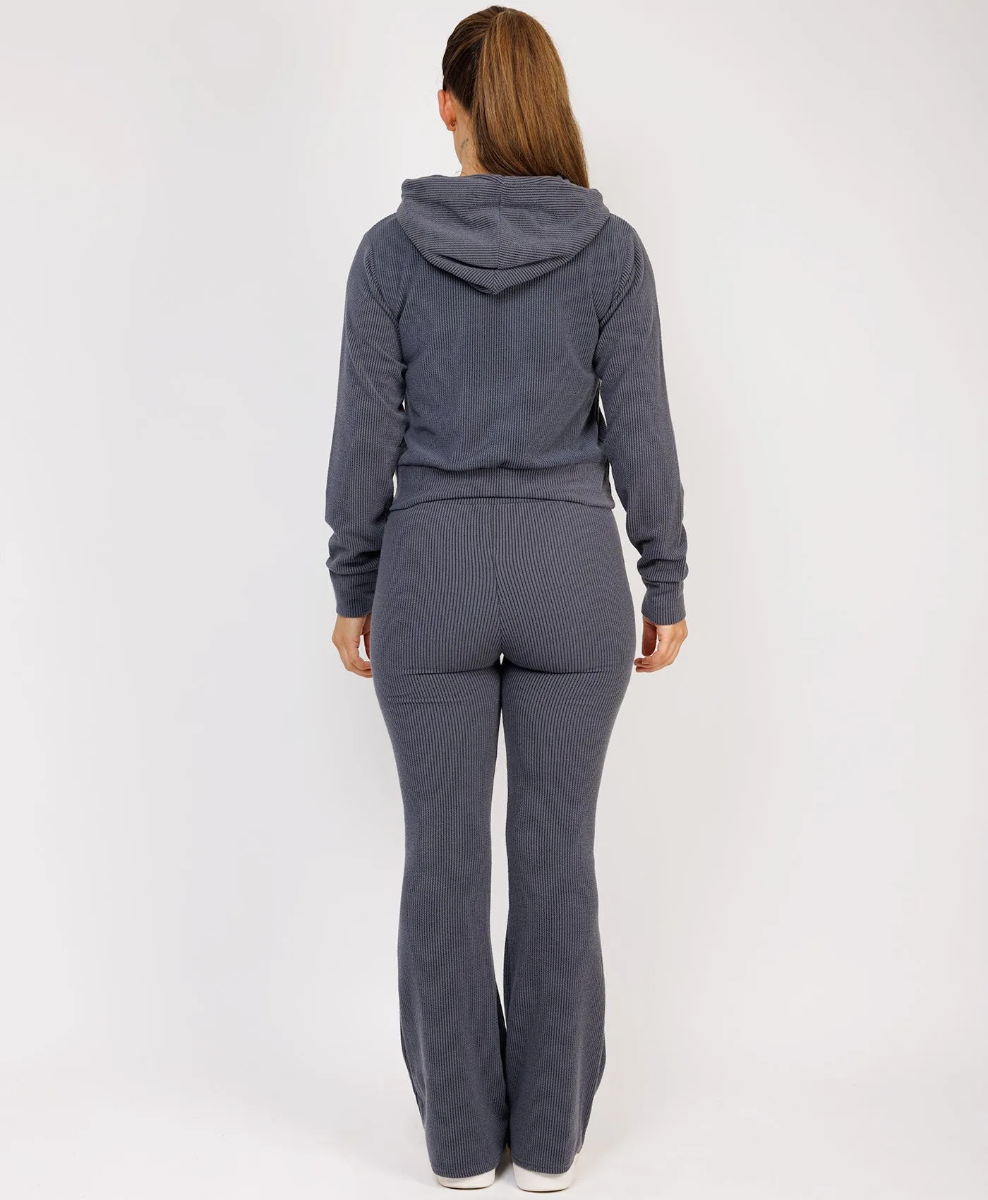 Airforce Ribbed Hoody & Skinny Flare Trousers Loungewear Set