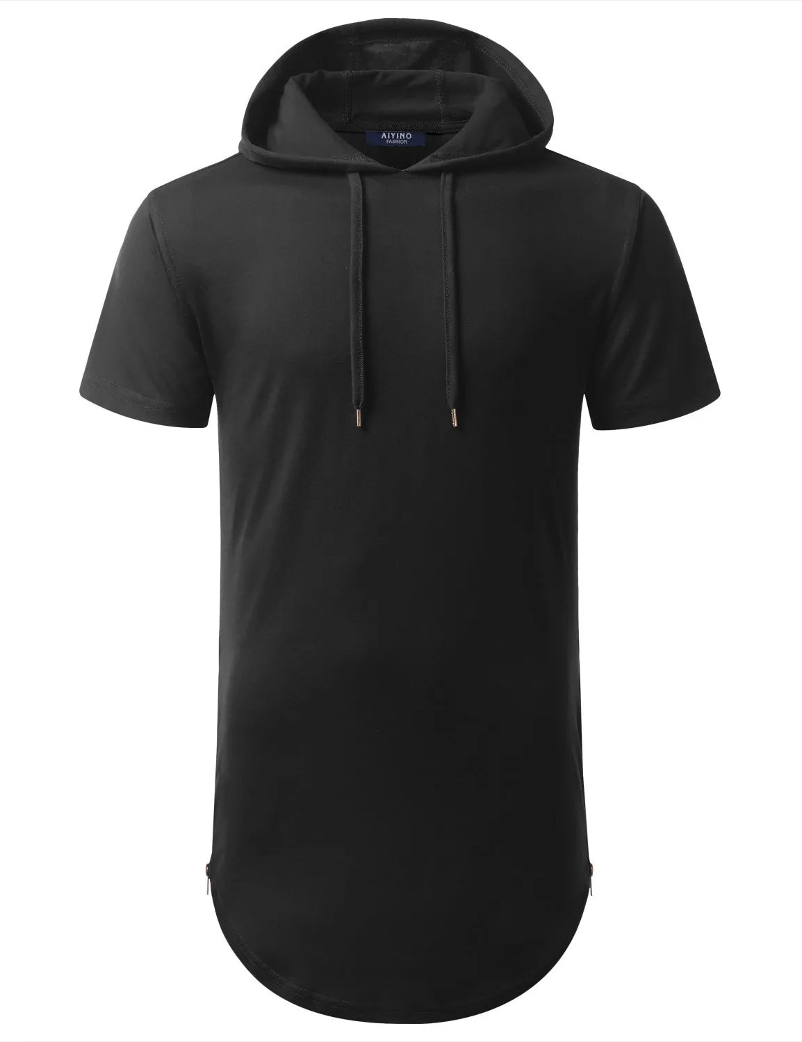 Aiyino Mens Hipster Hip Hop Longline Pullover Short Sleeve Hoodie Shirt