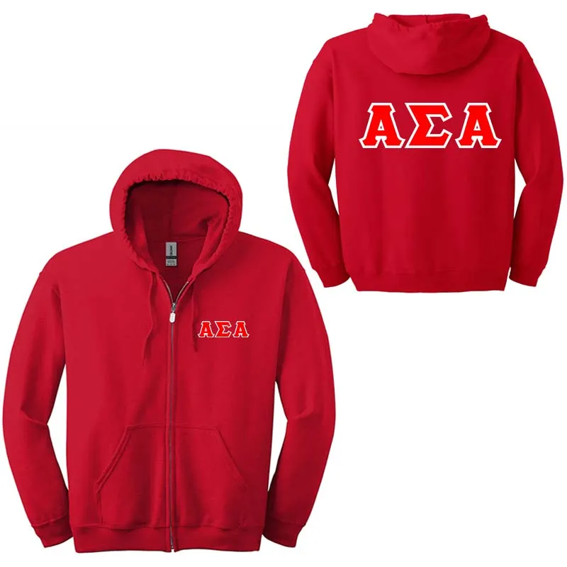 Alpha Sigma Alpha Sorority Full-Zip Hoodie - G186 - TWILL