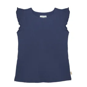 Amie Ruffle Tank in Navy