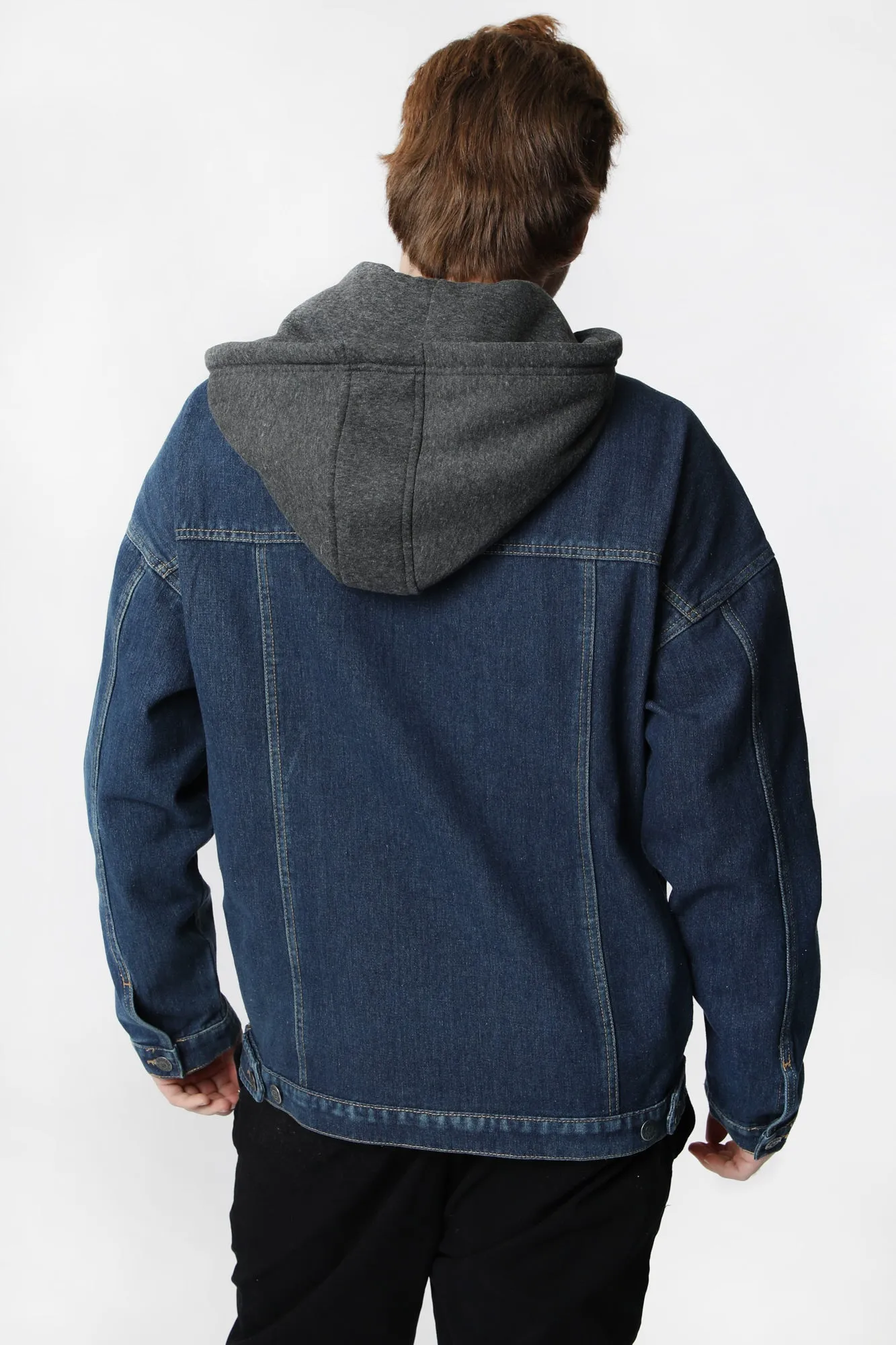 Amnesia Mens Hooded Denim Jacket