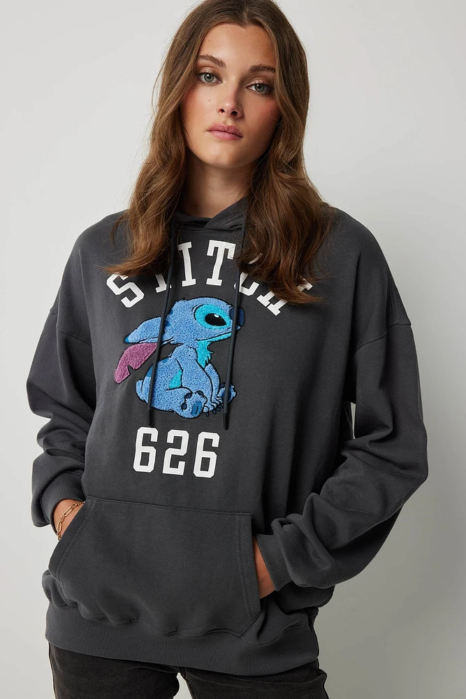 Ardene Ardene Stitch Hoodie in Black | Size | Polyester/Cotton | Fleece-Lined