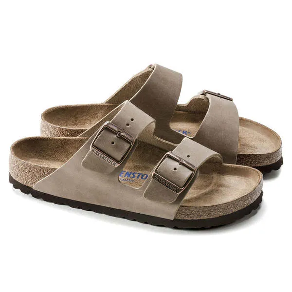 Arizona Suede Leather Soft Footbed Regular Sandals - Tobacco Brown