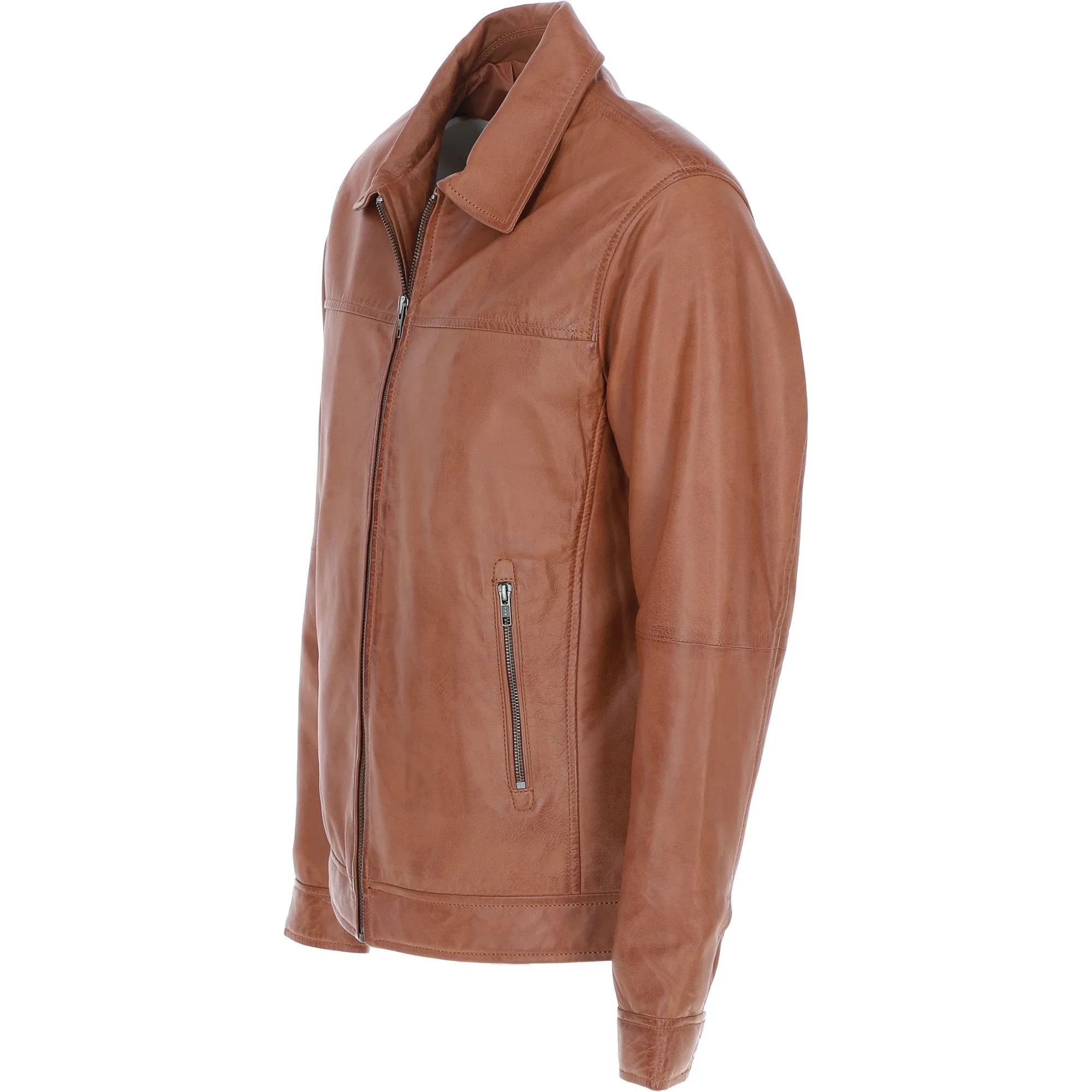 Ashwood Men's Leather Brando Jacket Tan: awl-brando