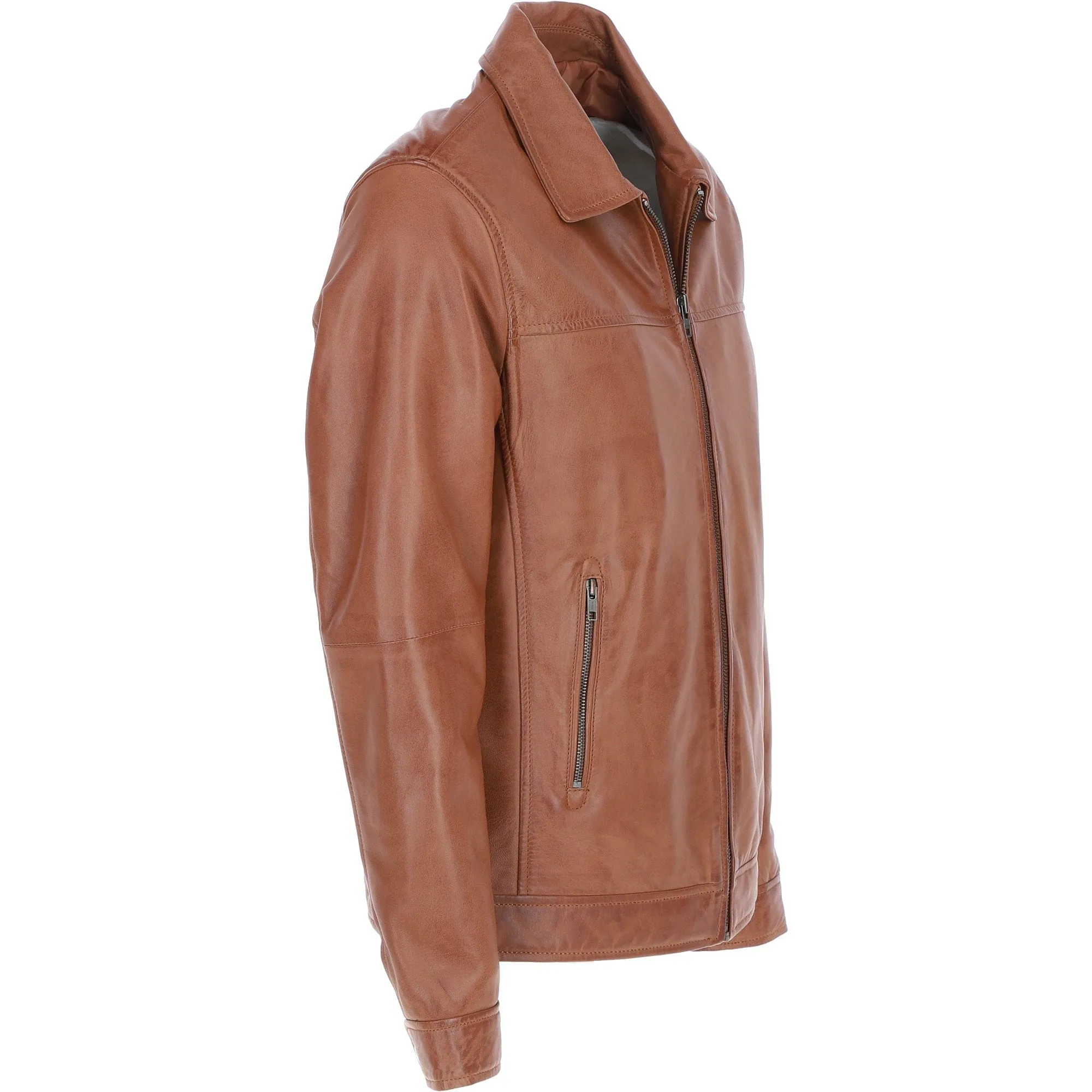 Ashwood Men's Leather Brando Jacket Tan: awl-brando