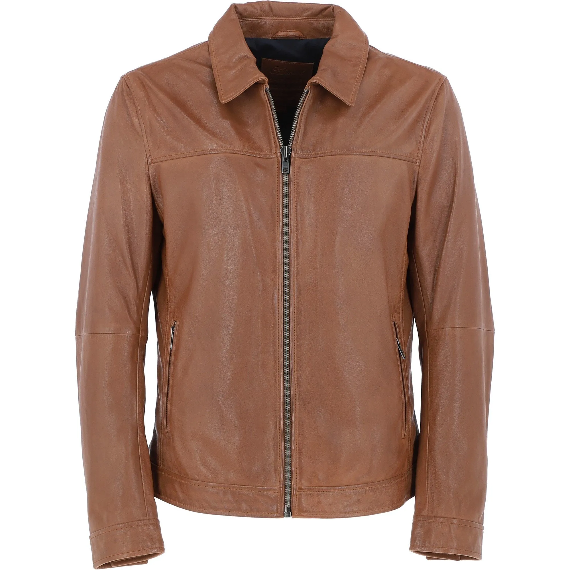 Ashwood Mens Leather Biker Jacket Cognac: AMJ-9