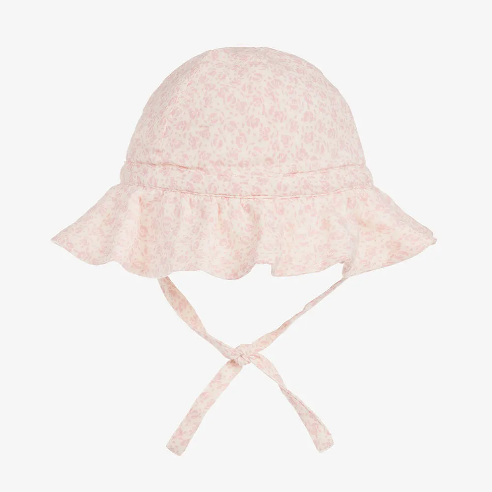 Baby Girls Pink Floral Cotton Sun Hat