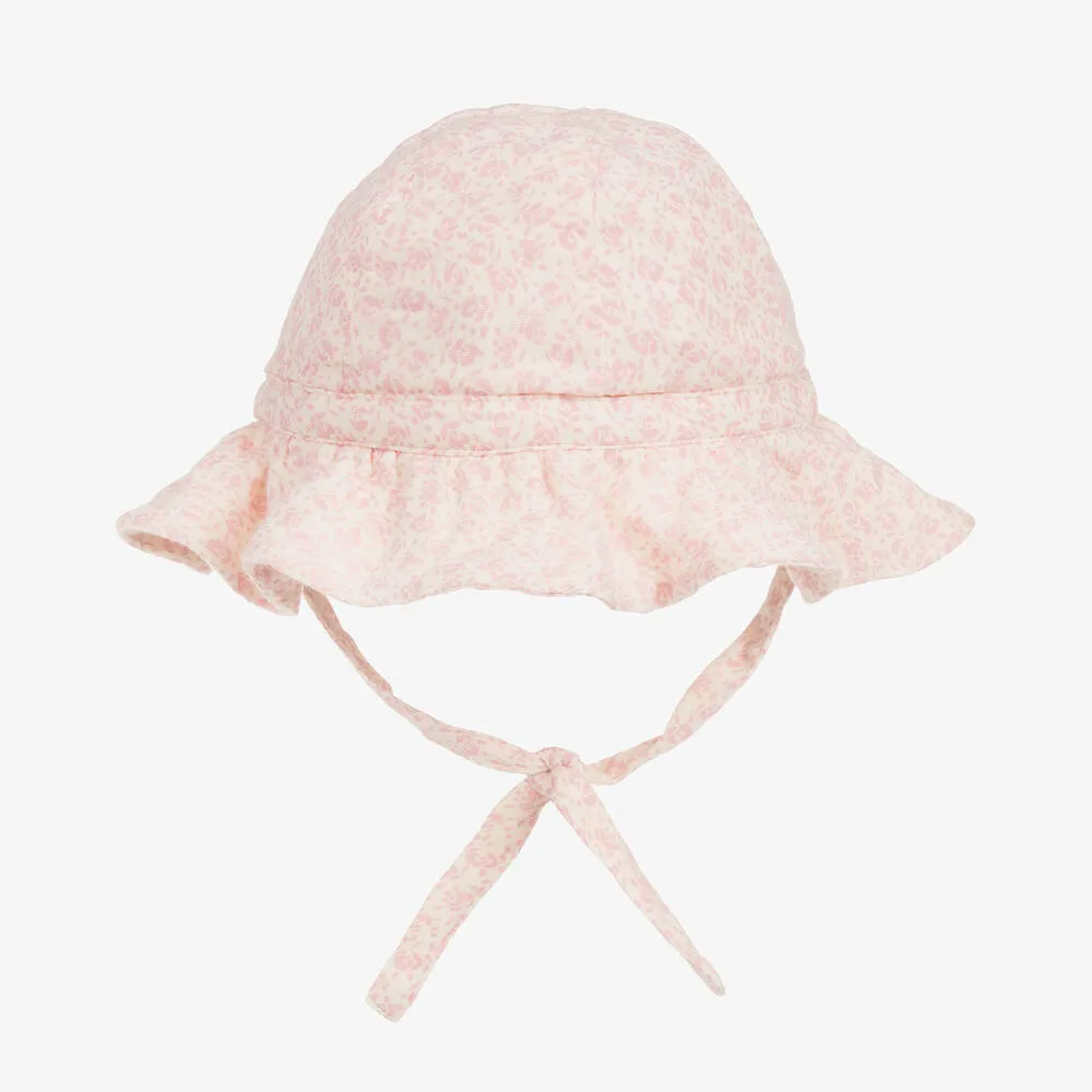 Baby Girls Pink Floral Cotton Sun Hat