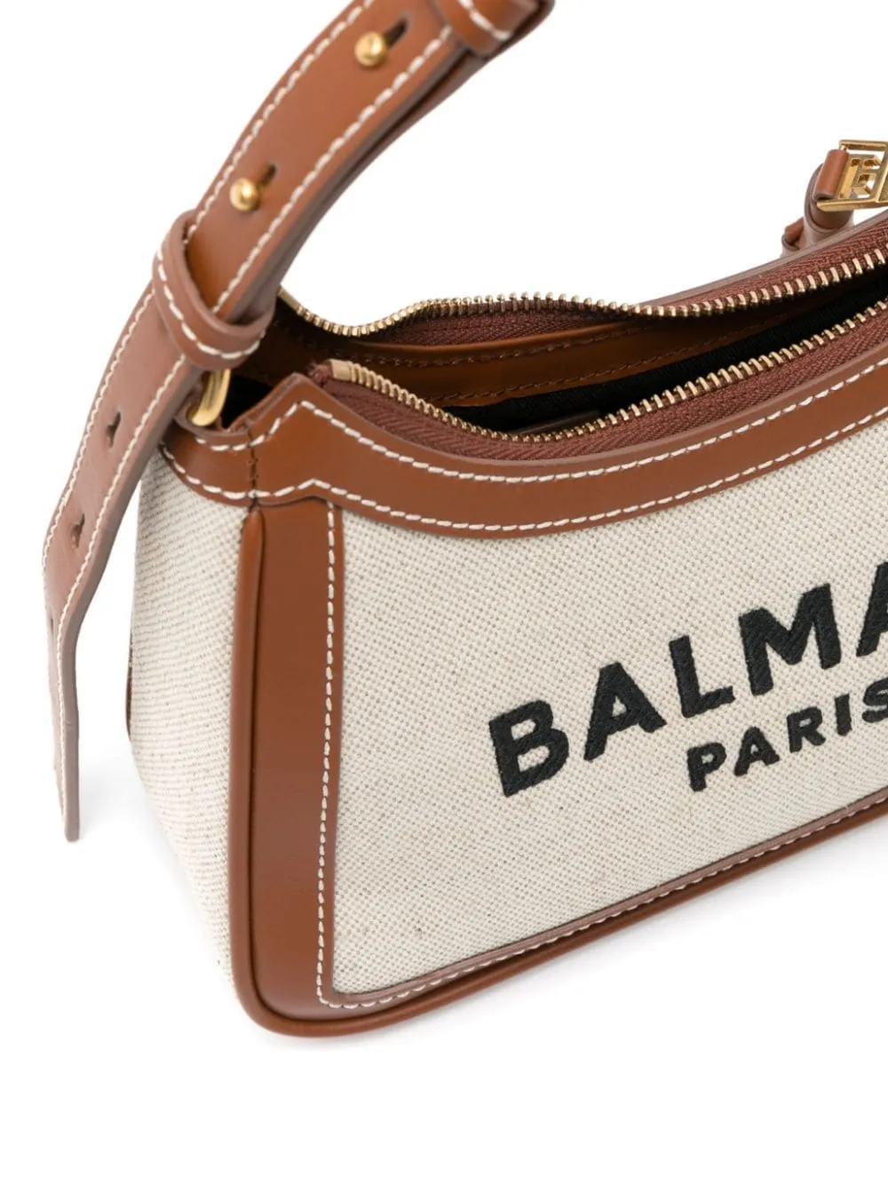 Balmain    Balmain B Army Canvas And Leather Shoulder Bag