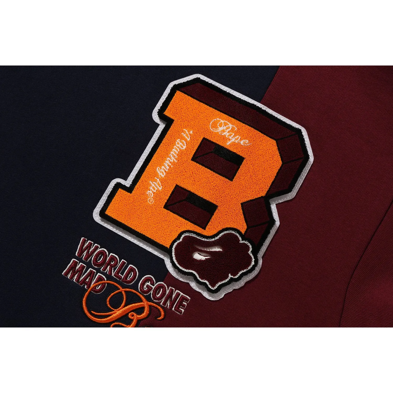 BAPE BADGES COLOR BLOCKING PULLOVER HOODIE MENS