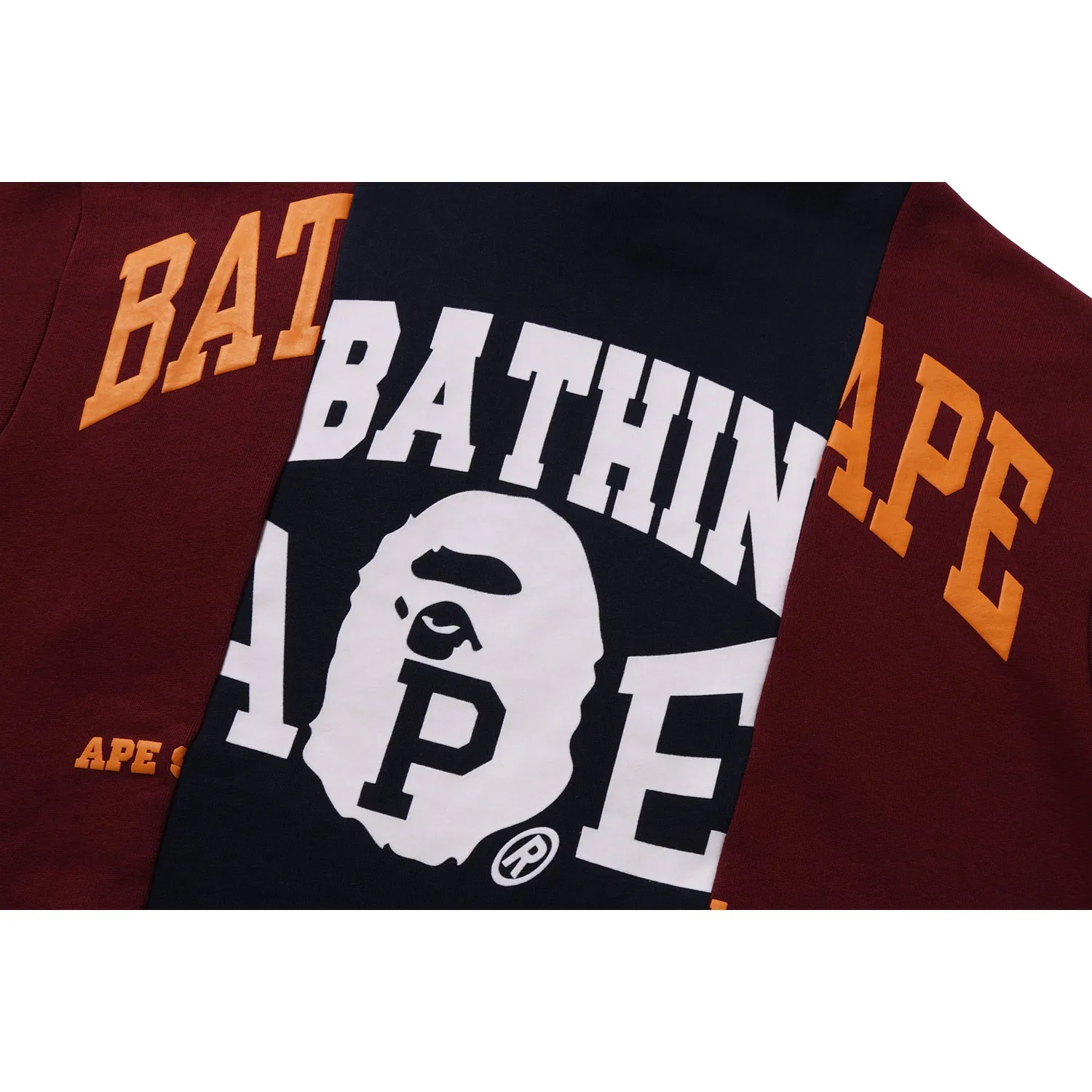 BAPE BADGES COLOR BLOCKING PULLOVER HOODIE MENS