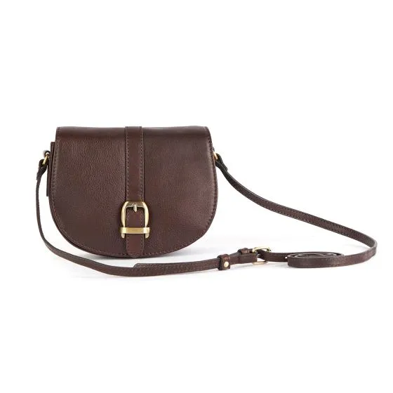 Barbour Laire Leather Saddle Bag Dark Brown