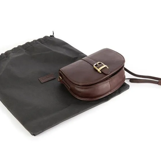 Barbour Laire Leather Saddle Bag Dark Brown