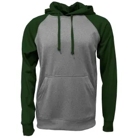 BAW Men's Heather Black/Dark Green Raglan Sleeve Fleece Hooded