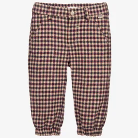 Beige Check Trousers