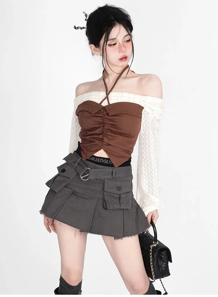 Belt Cargo Denim Skirt