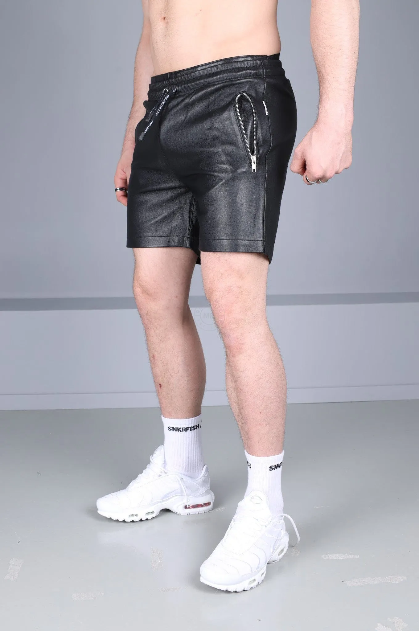 Black Leather Track Short