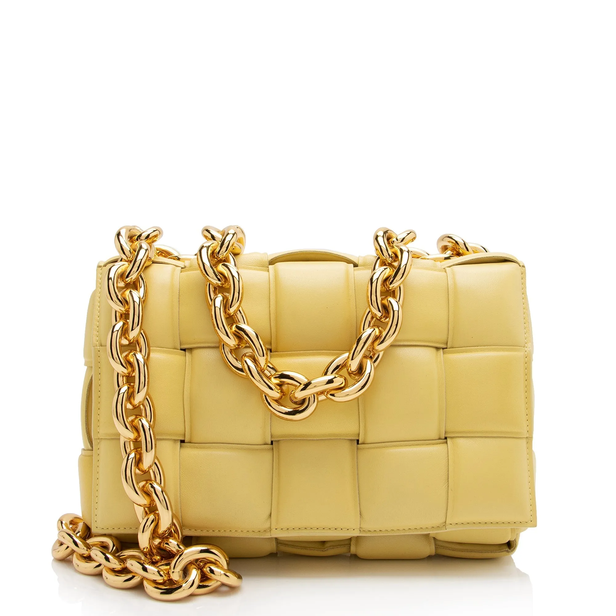 Bottega Veneta Lambskin Cassette Chain Maxi Shoulder Bag