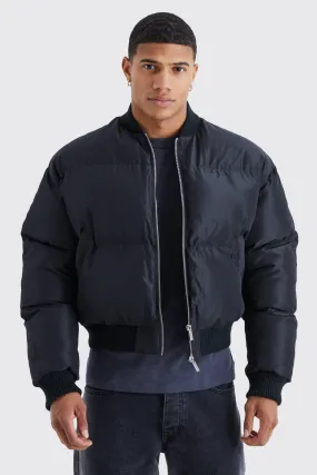 Boxy Sheen Volume Padded Bomber