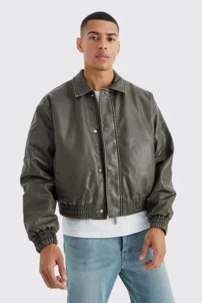 Boxy Washed Heavy Pu Collared Bomber