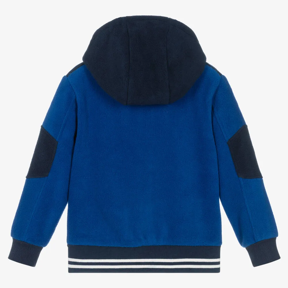 Boys Blue Hooded Fleece Zip-Up Top