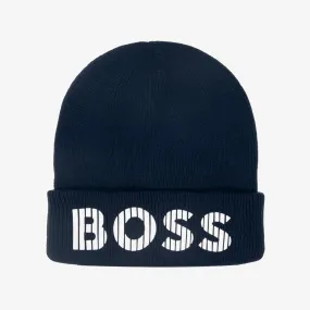 Boys Navy Blue Knitted Beanie Hat