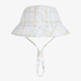 Boys White & Blue Cotton Check Hat