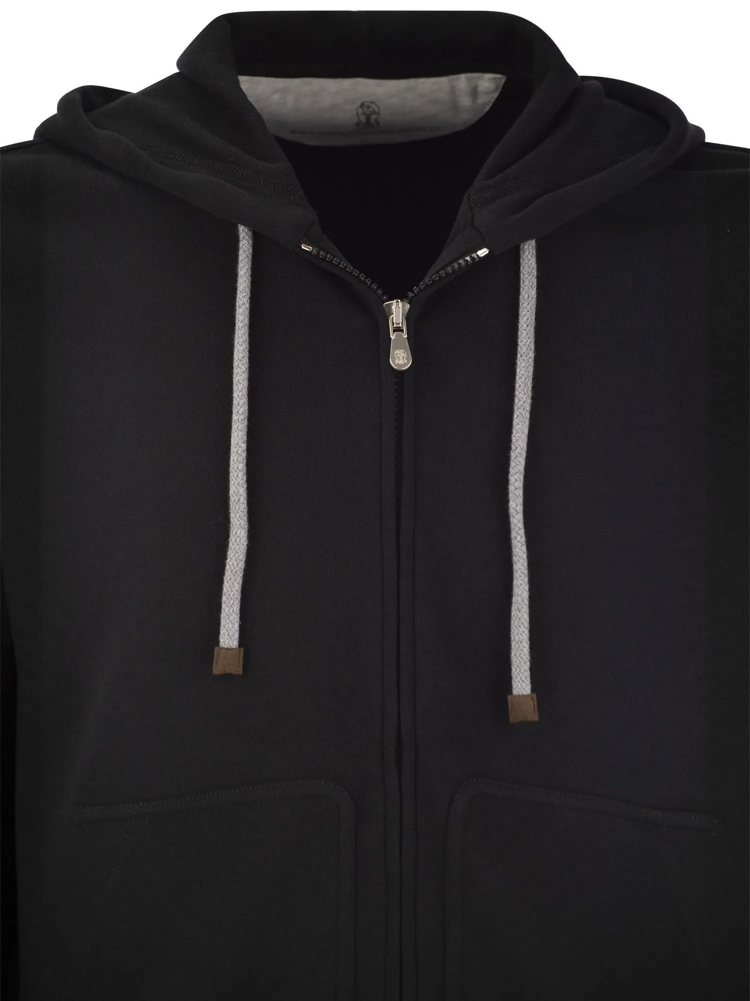 Brunello Cucinelli    Brunello Cucinelli Techno Cotton Interlock Zip Front Hooded Sweatshirt