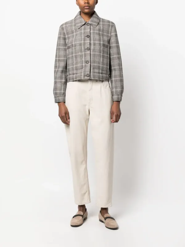 Brunello Cucinelli Checked Cropped Jacket | Luxury and style at your fingertips