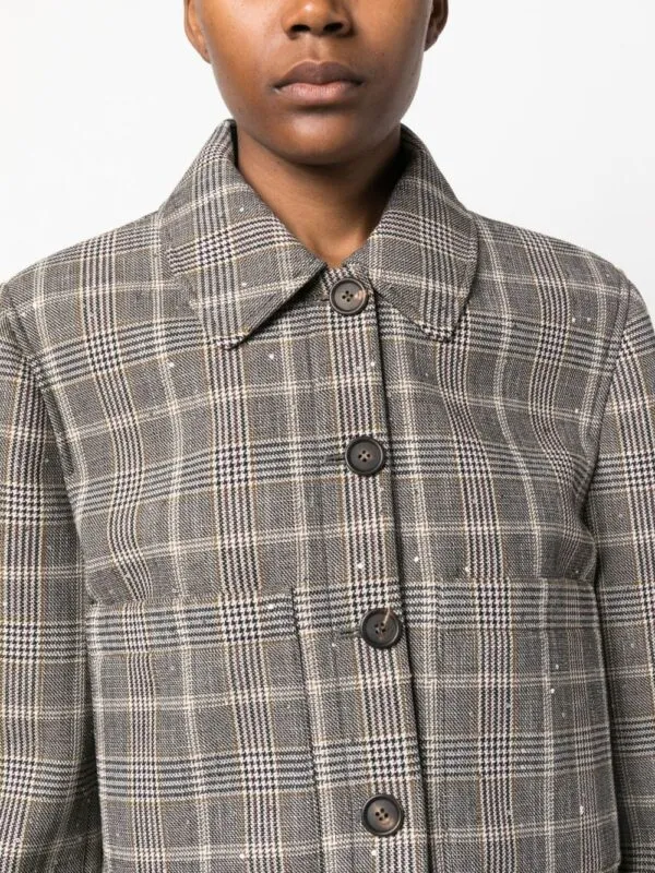 Brunello Cucinelli Checked Cropped Jacket | Luxury and style at your fingertips