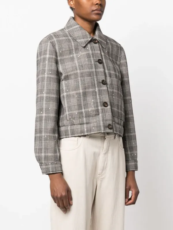 Brunello Cucinelli Checked Cropped Jacket | Luxury and style at your fingertips