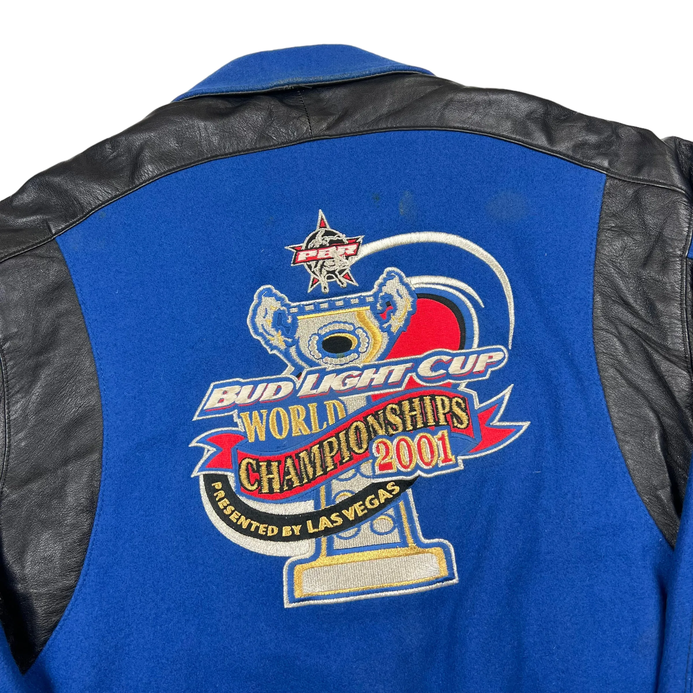 Bud Light Cup PBR World Championships 2001 Racing Leather Varsity Jacket